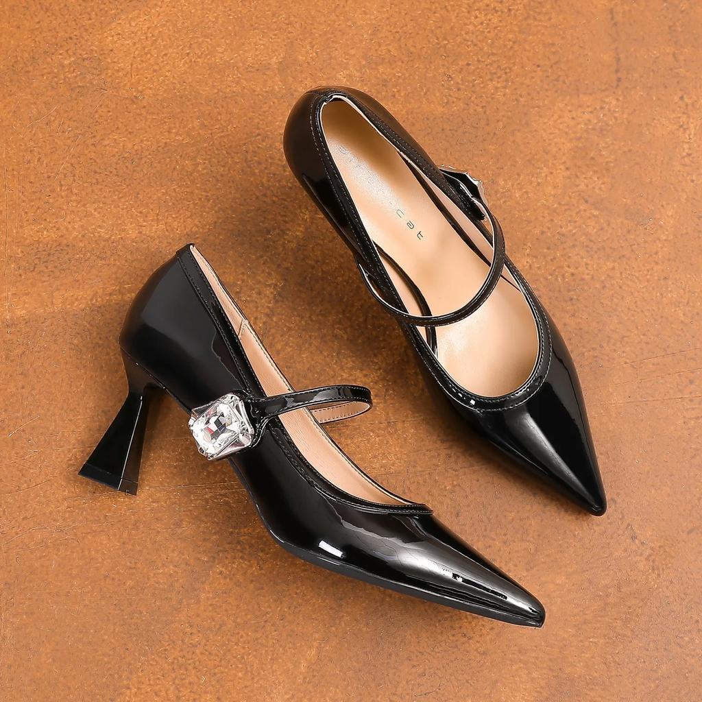 Fashion New Design Women Pumps High Heeled Sandals Pointed Toe Marry Jane Shoes High Quality Pu Heels Fashion Ladies Shoes 2025