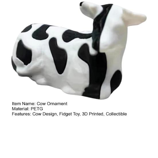 3D Printed Cow Ornament Pass Through Fidget Toy Pass-through Black And White Cow Sculpture for Stress Anxiety Relief