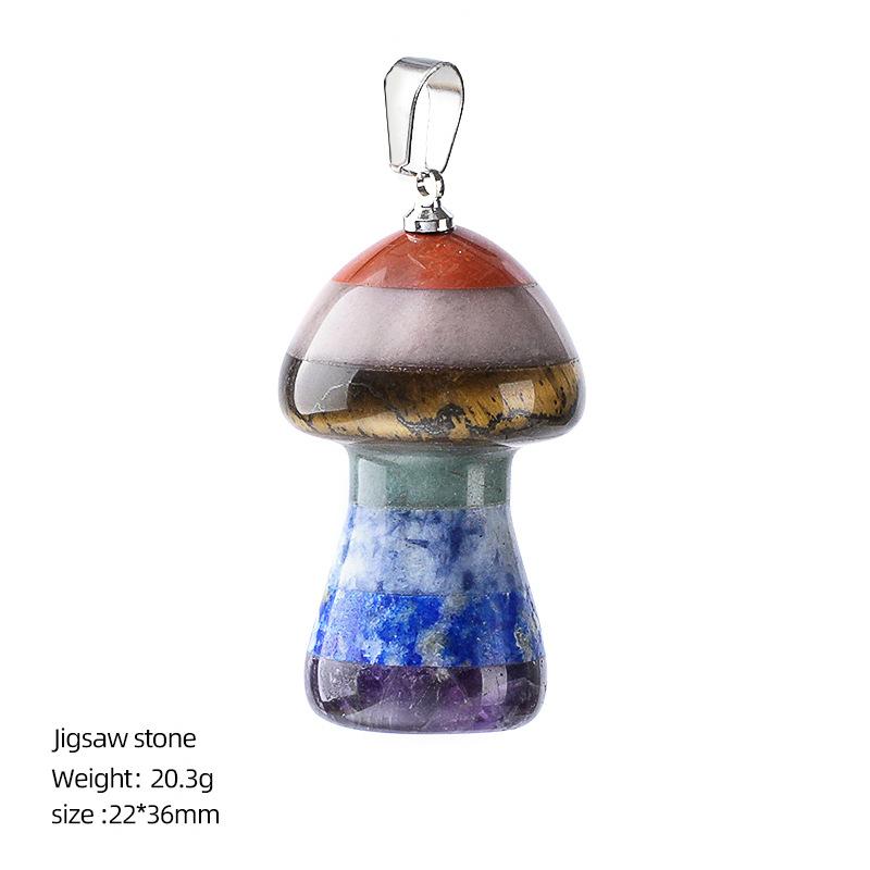 7 Chakra Mushroom Pendant Necklace Healing Crystal Pendant Crystal Mushroom Gemstone With Leather Cord Spiritual Jewelry Gift