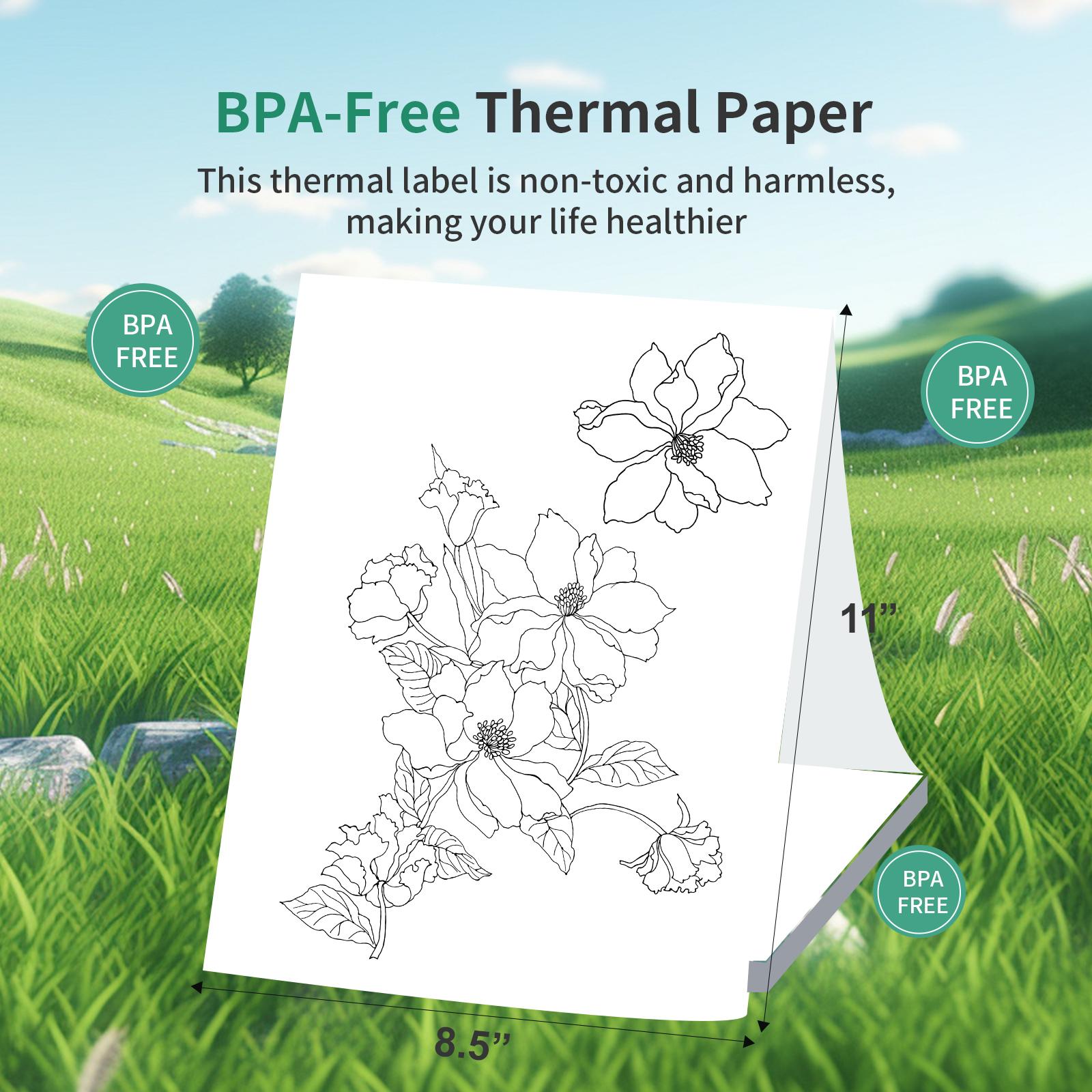 

Thermal Paper 200 Sheet Fanfold Printing Paper for Thermal Printer L81Celsius 1Celsius Compatible with PeriPage 0 BPF- Waterproof and Oi