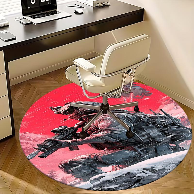 Call of Duty Chair mat Round Rug-Office carpet, Machine Washable, Non-slip, Suitable for Living Rooms, Bedrooms