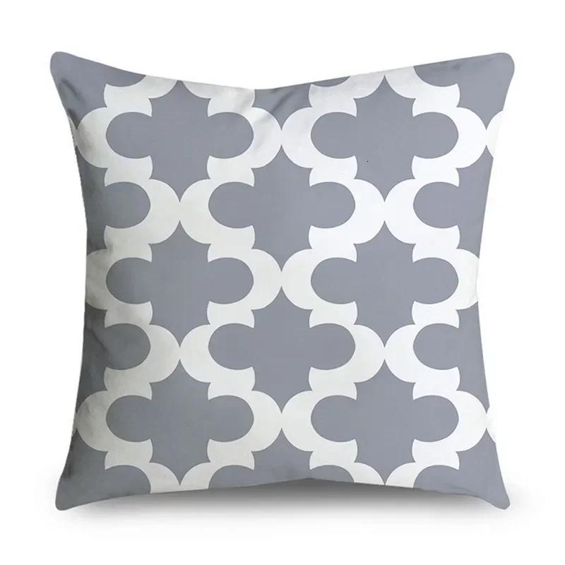 Gray Striped Geometric Double-Sided Printed Pillow Cover Short Plush Suitable Living Rooms Bedrooms Sofas Throw Cushion Cover