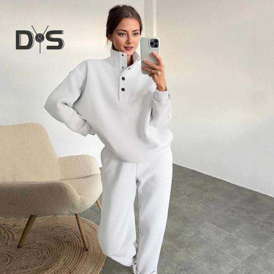 2 stk/sett Vår Høst Dame Topp Buksesett Ståkrage Langermet Genser Elastisk Høy Midje Maksimal Komfort Bukser Sport Fitness Treningsdress
