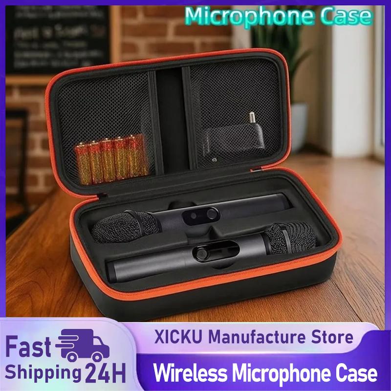 Shockproof Wireless Microphone Case Adjustable Drop Proof Microphone Storage Bag Handheld Microphone Carrying Case Business Trip
