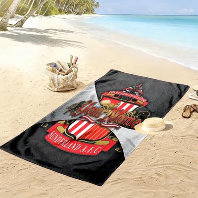 Sunderland Association Football Club Custom Name Print Beach Towel Large Soft Quick Dry Towel For Beach Camping Swimming