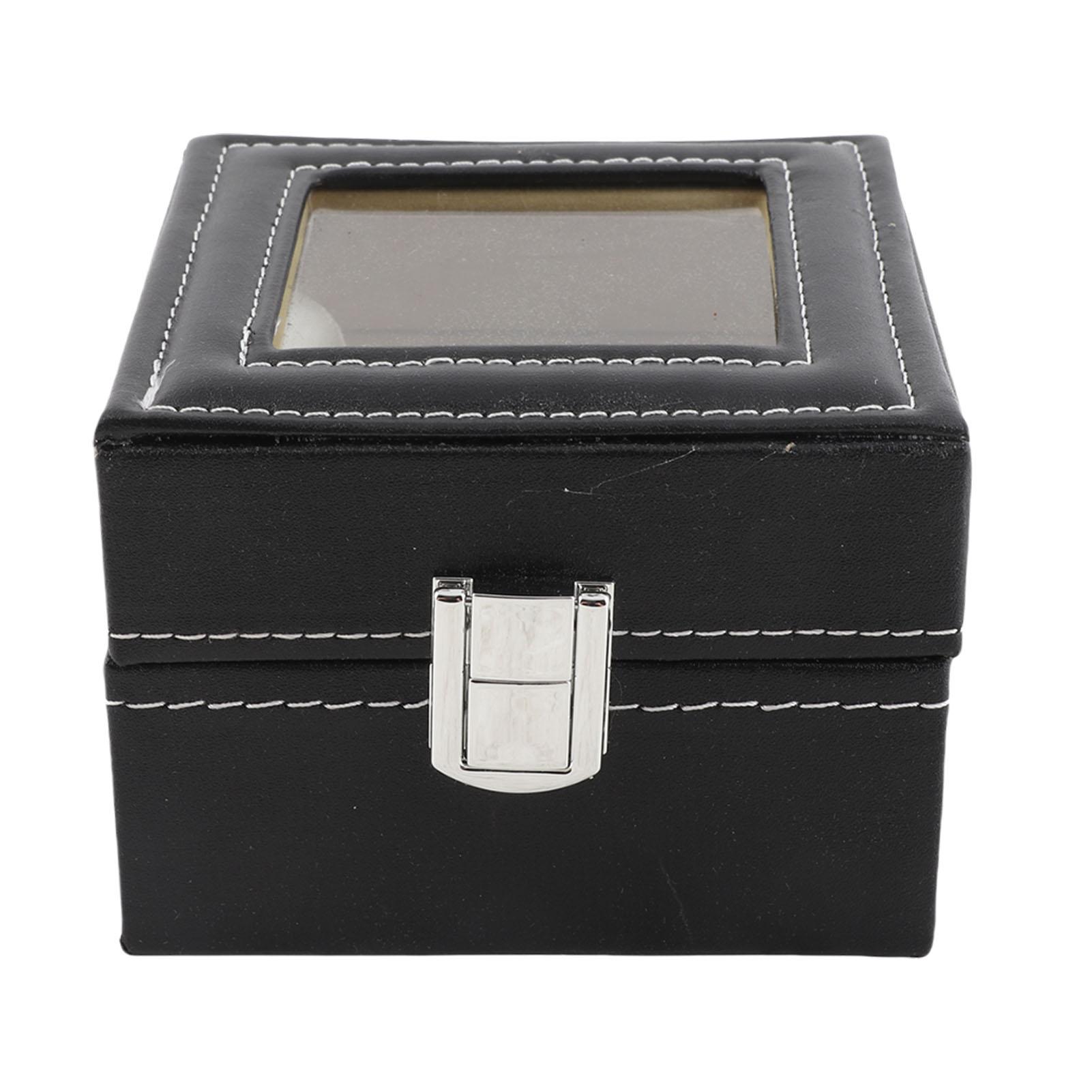 

2 слота Кейс-витрина для хранения часов Коробка Органайзер для роскошных ювелирных изделий Наручные часы Подарок для женщины мужчины