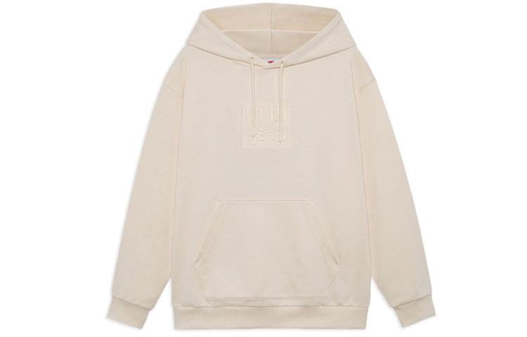 Li Ning Sweatshirts Unisex Beige Hooded Moderate Regular AWDS220-5 XXXL