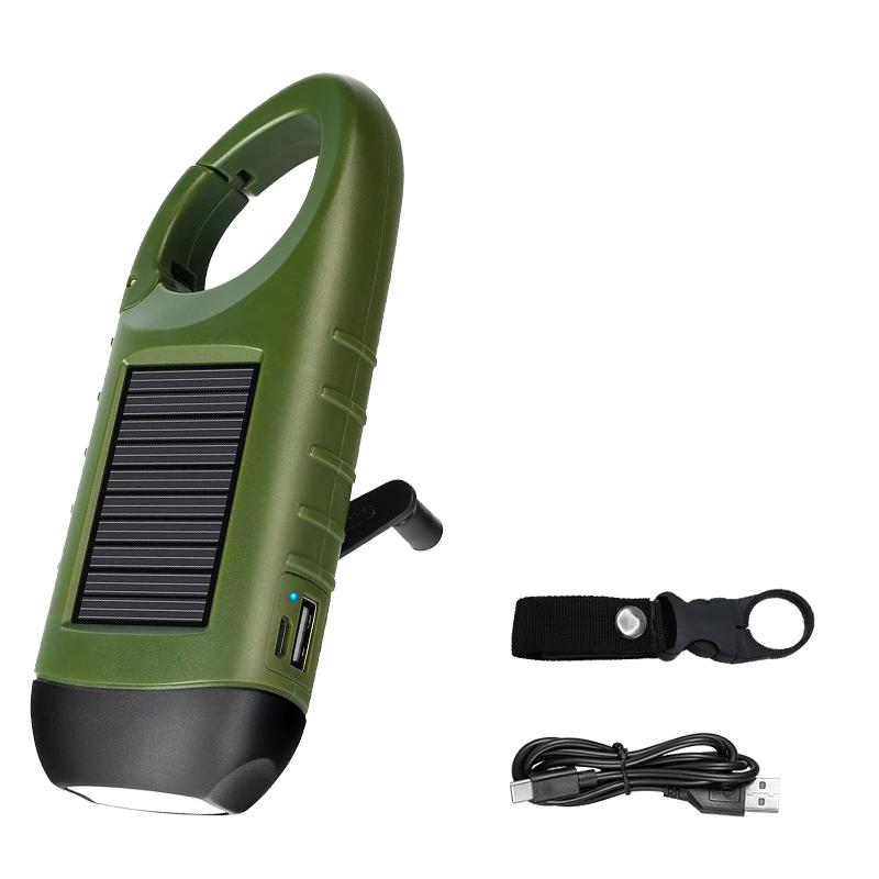 Solar Led Flashlights Portable Hand Cranked Dynamo Torch for Outdoor Riding Camping Power Hiking Long-range Emergency Lantern