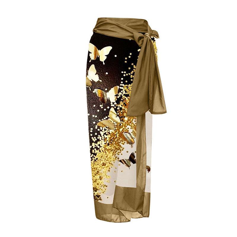 

2024 Европейский и Американский Шик Слитный Купальник с Утягивающим Живот Эффектом и Шифоновой Пляжной Юбкой One Size