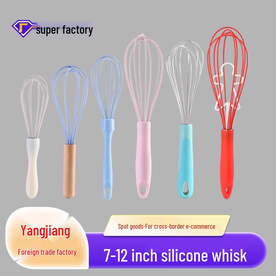 Silicone Whisk with Stainless Steel Handle for Kitchen Baking