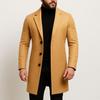 2024 Men's Solid Color Single-Breasted Wool Trench Coat