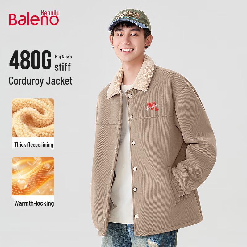 Baleno Men's Warm Lapel Corduroy Fleece Jacket