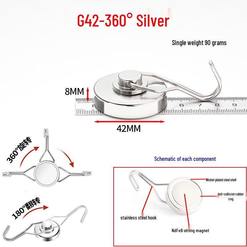 Rust-Proof Rotating Neodymium Magnetic Hook for Refrigerators