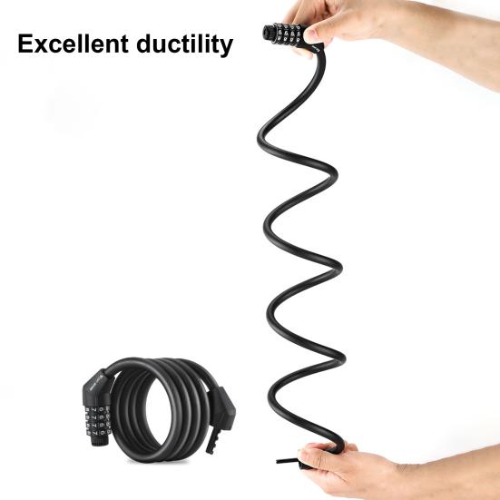 Bike Cable Combination Lock 4-Digit Password Anti-theft Bicycle Lock Cable Lock with Zinc Alloy Core for MTB Road Bike Scooter