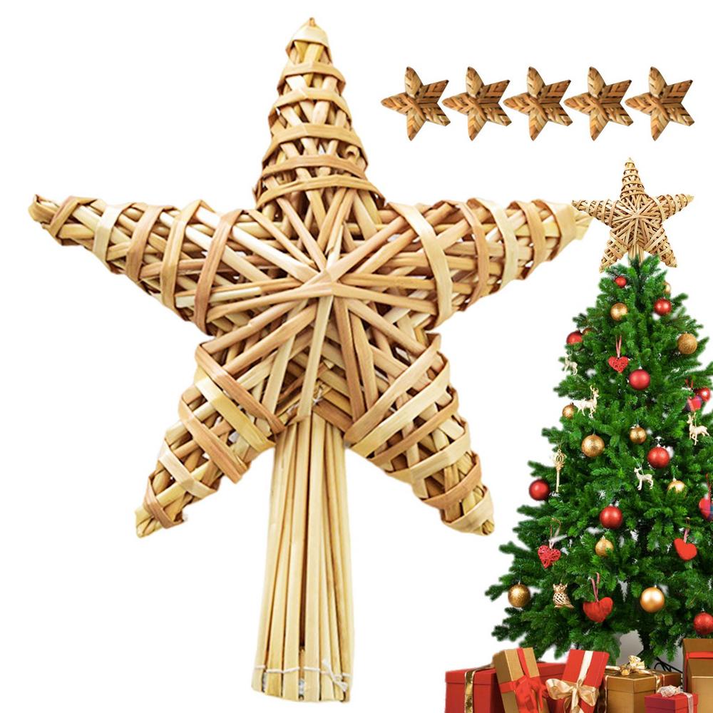 Christmas Stars Decorations Christmas Tree Star Topper Star Shaped Pendant Scandinavian Straw Ornaments Christmas Tree Star