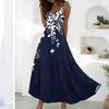 Women’s Sleeveless V Neck Maxi Dress Summer Geometric Floral Print Loose Fit Long Dress with Adjustable Straps