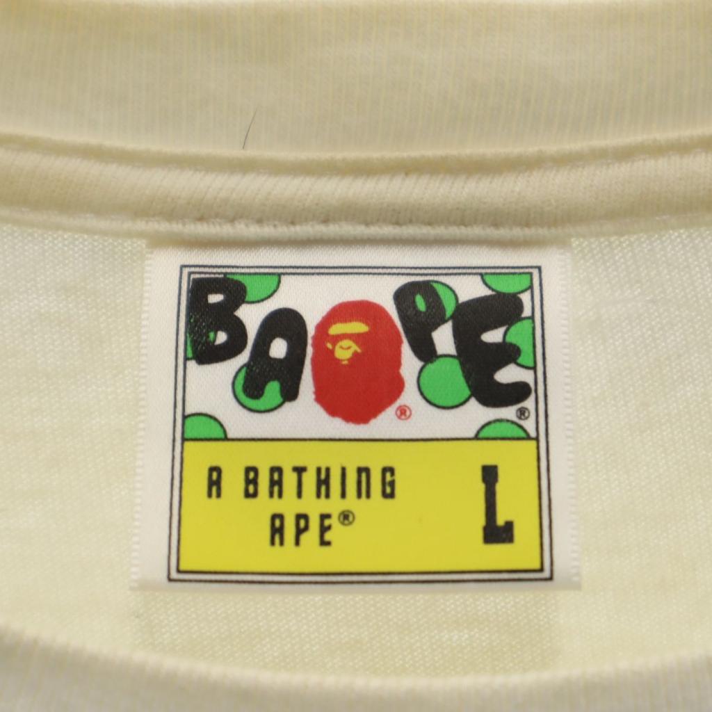 Bape Print Short Sleeve T-shirt L White A BATHING APE Men's Used