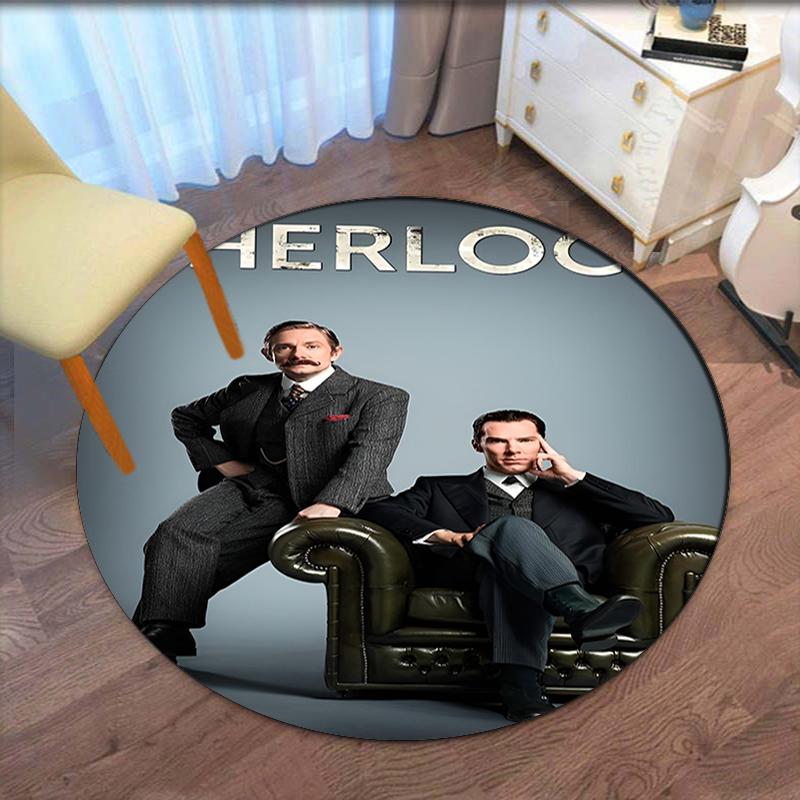 Sherlock Printed Round Rug Carpet Chair Rug Area Rug Entryway Doormats,for Office Chair Living Room Bedroom Kitchen Room.