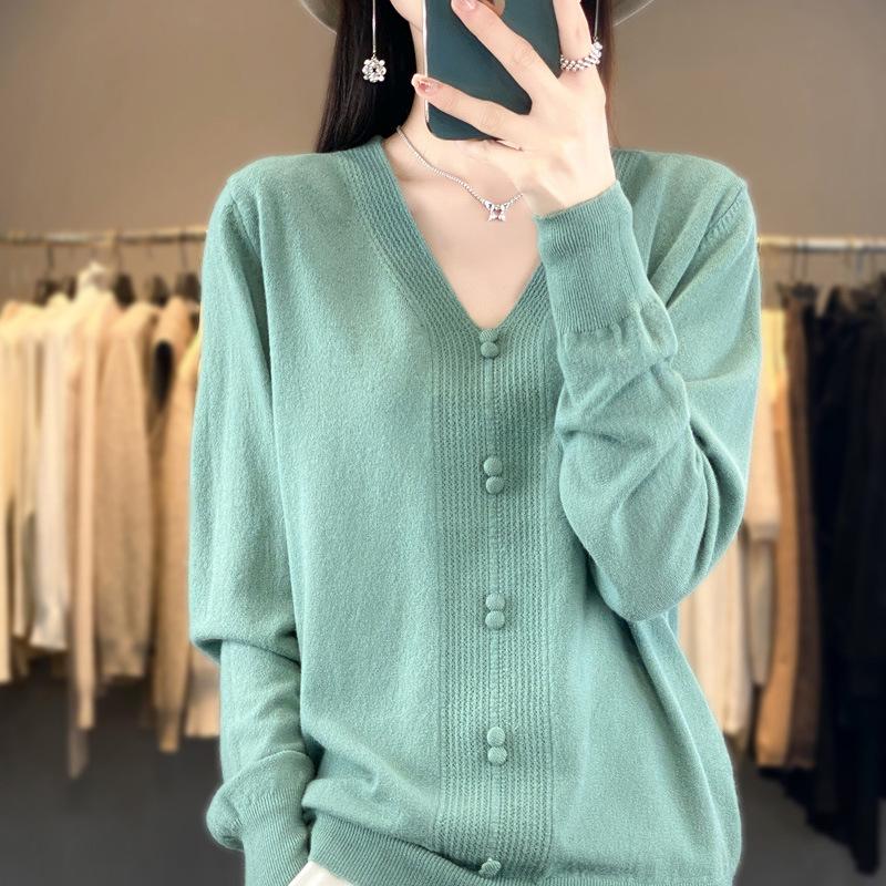 

Пуловер с V-образным вырезом, вязаный свитер, женский топ, осень, новинка, женский модный свитер, базовый свитер S