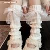 Boots Still Cotton Socks Cover Ballet Style Stacking Socks Lace Bow Sweet Lolita Knitted Long Tube