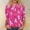 Women's Fashion Casual Seven Split Sleeve Printed Loose Round Neck Top