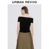 UR Women's Slim Fit Pleated T-Shirt