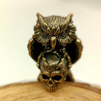 Brass Eagle Skull Statue Knife Bead EDC DIY Pendant Jewelry Accessories Keychain Lanyard Hangings