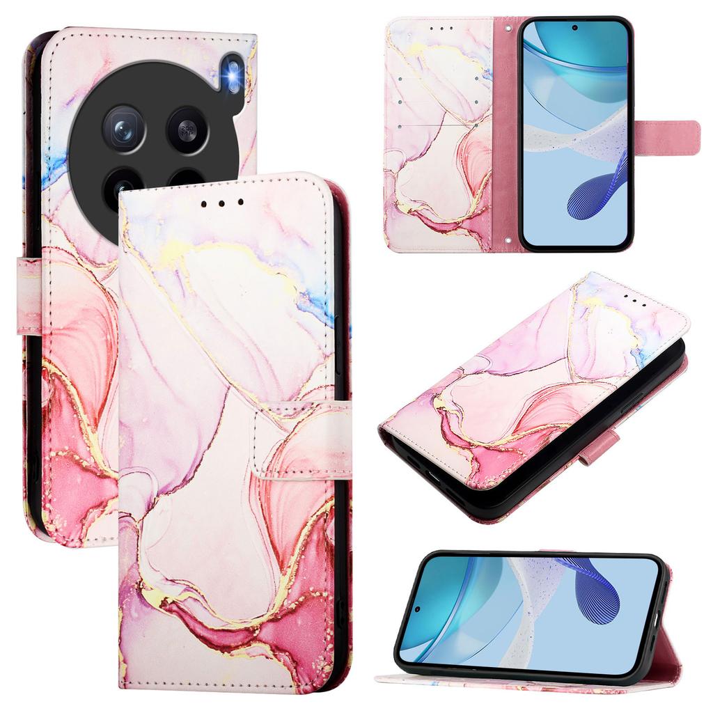 For vivo X200s 5G Case with Strap Marble Pattern Leather Phone Cover Card Holder