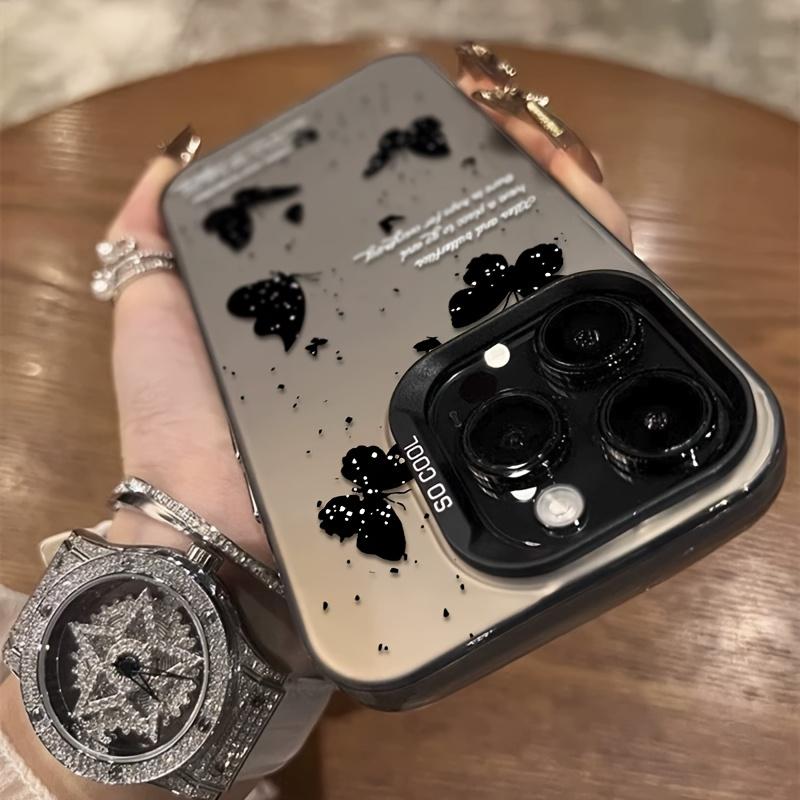 Creative and personalized design of black butterfly pattern phone case For iPhone 11 12 13 14 15 16 17 XS XR X 12 13 Plus Pro Max SE series