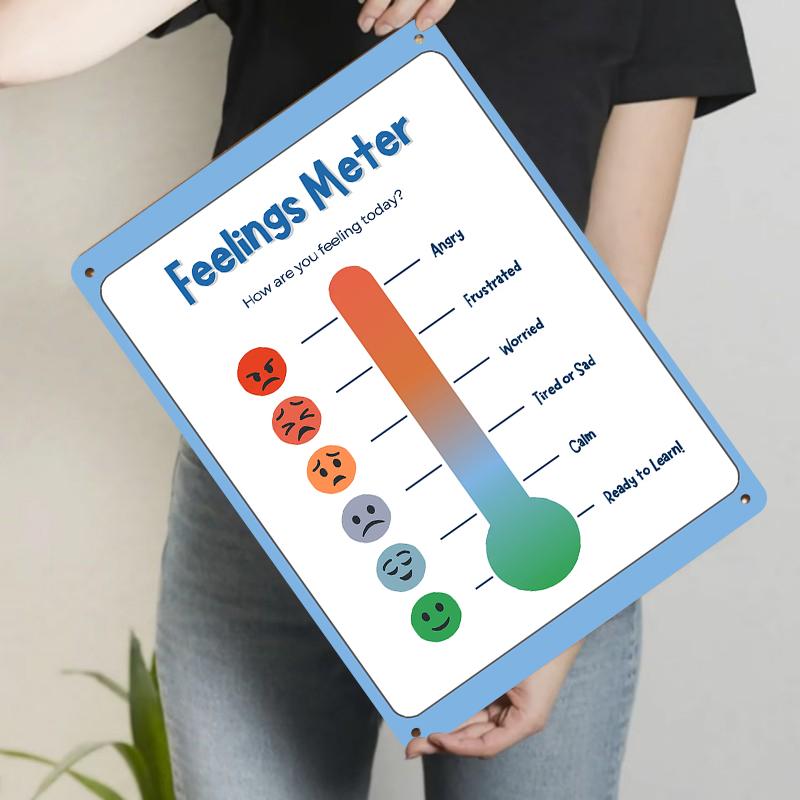 

Kids Emotion Thermometer Metal Wall Art Educational Decor for Classroom Home Toddler Emotion Recognition Chart 20x30cm（7.8x11.8inch）