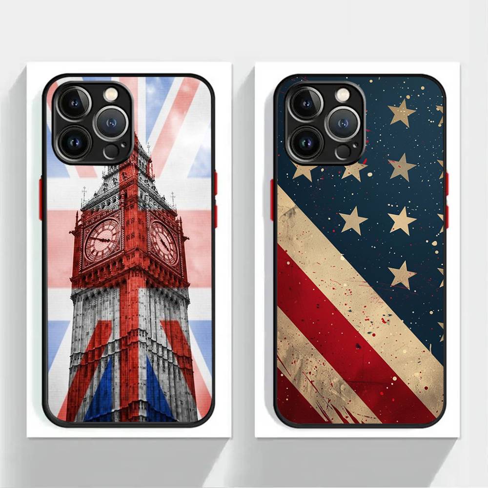 USA & UK Flaggen Hülle Für iPhone X XR XS 11 12 13 14 15 16 pro MAX mini Handyhülle Matt stoßfest