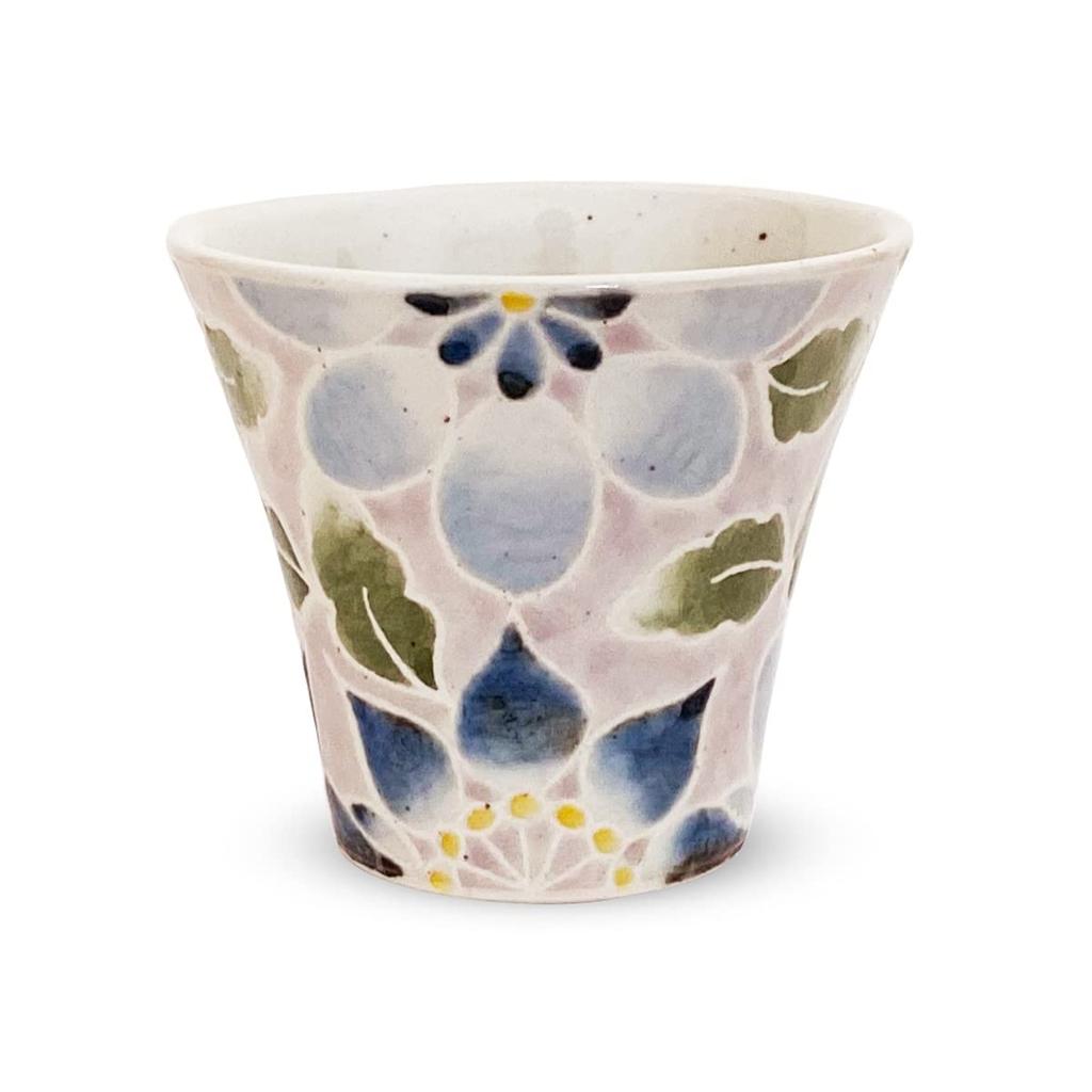 Kunzangama Teacup Hasami Made in Strawberry Flower Small J-Kitchens Hand-Painted (Teacup) Ware, Japan, 140cc, Purple,