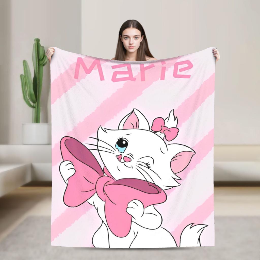 Marie Cat Cartoon  Warm Soft Blanket  Camping Plush Throw Blanket Fashion Home Decor Flannel Bedspread Sofa Bed Cover