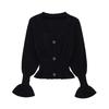 European and American Women's Clothing Fashion Versatile Design Button Decoration Bubble Sleeve Knitted Sweater WG950270