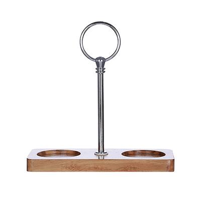 Salz- und Pfeffermühlen-Tablett mit Griff Edelstahl Holz Langlebiges Tablett für Zuhause