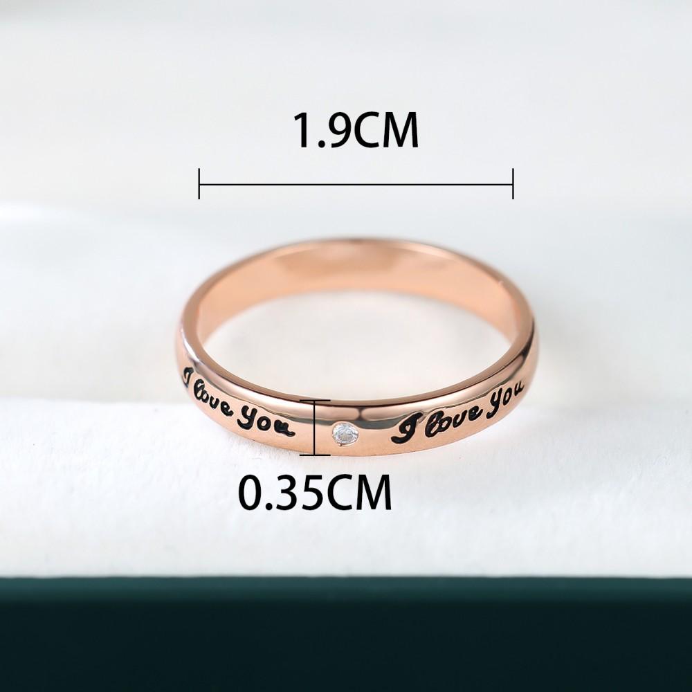Romantico ti amo lettera Anelli di promessa per le donne Anello nuziale di lusso in oro rosa regalo di gioielli da sposa