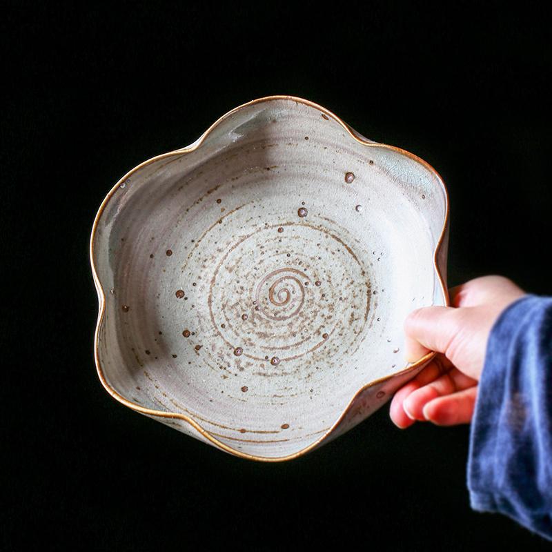 Wabi-sabi Ikebana Ceramic Vase Artistic Flower Vessels Lotus Leaf Edge Flower Pots Table Decoration Flowers Arrangement Vases