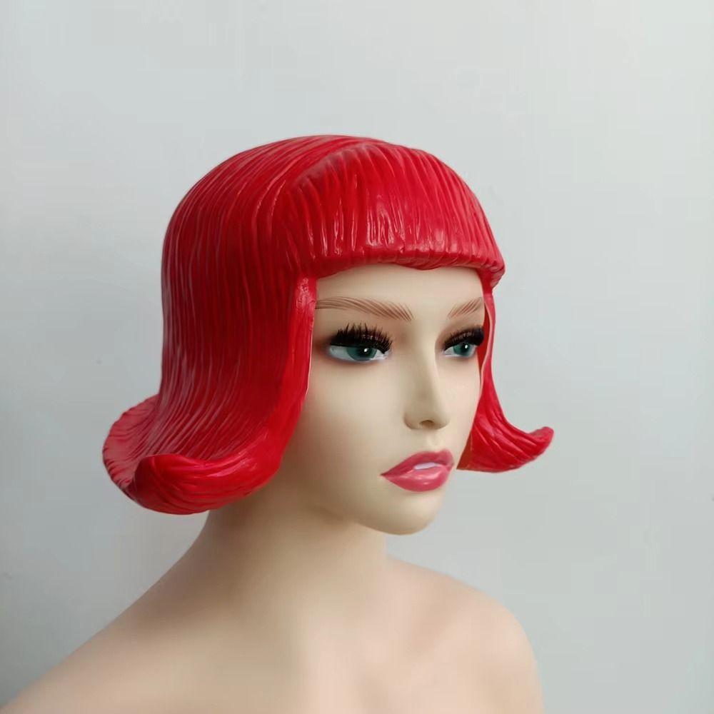 Comfortable To Wear Latex Mask Realistic Rubber Colorful Hair Hats Overhead Masks Dance Party