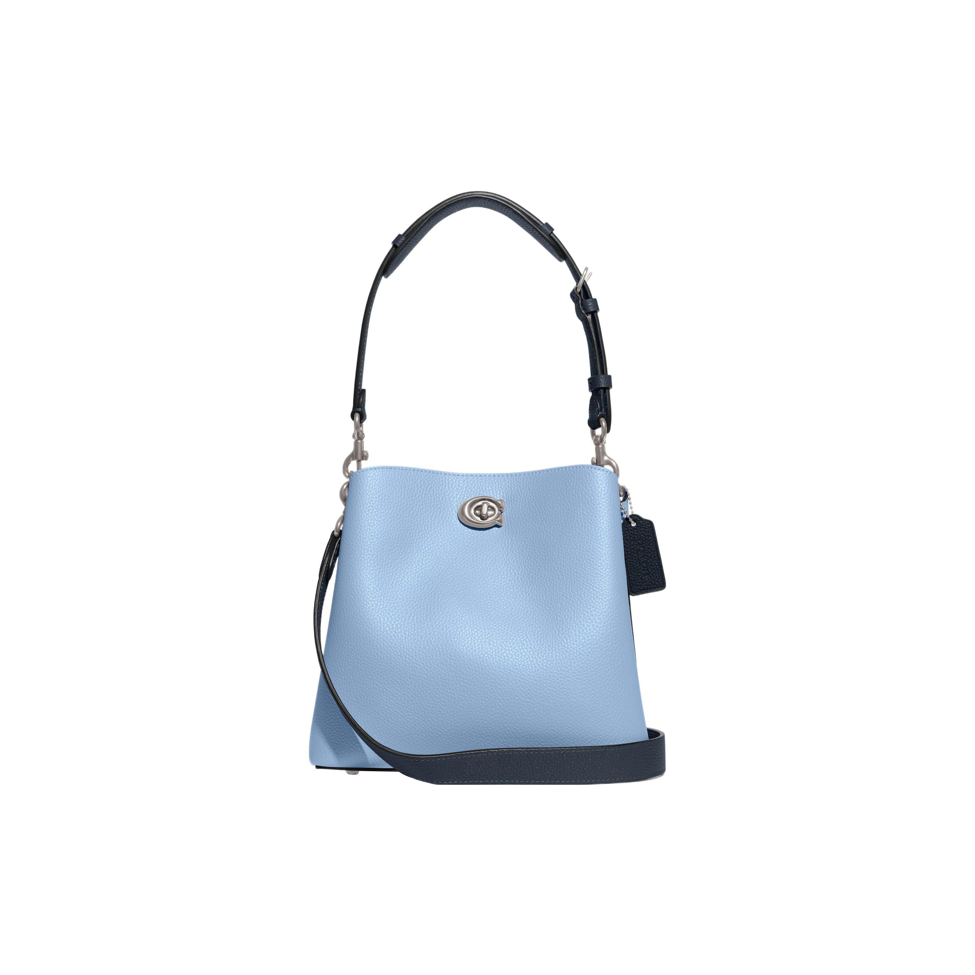 Coach Women's Blue Willow 24 Turnlock Closure Pebbled Leather Handbag Handbags C3766-Lhpqm