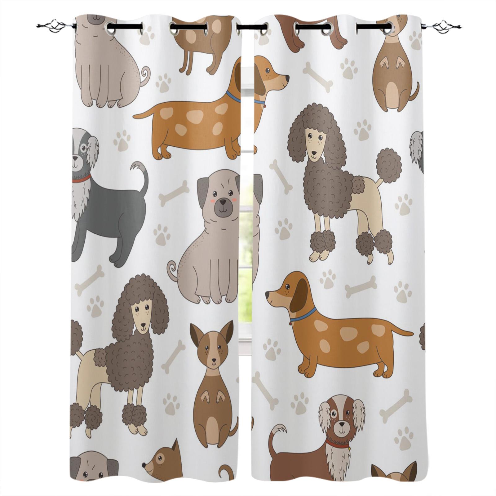 

Плотные шторы с изображением собак и мопсов для детей, декор для дома, спальни, гостиной, высокие затемняющие оконные шторы W135 x H60cm