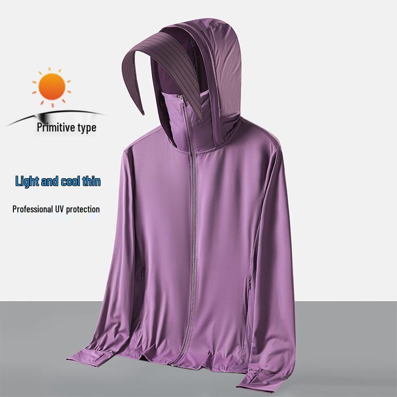 Unisex UPF50+ Sun Protection Jacket with Detachable Hat Brim for Cycling and Hiking