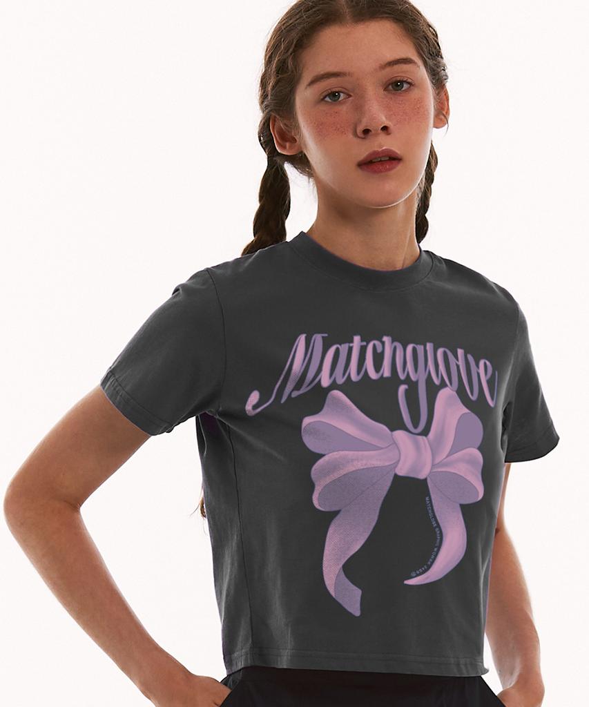 MATCHGLOBE Big Ribbon Crop Top (Dark Gray)
