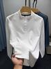 Men's Velvet Collar Henry Long Sleeve Base Layer Shirt - Warm Brushed Solid Casual Autumn/Winter Inner Wear