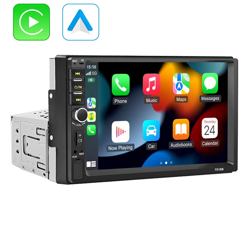 AHOUDY 7" 1 DIN CarPlay Android Auto Universal Auto Stereo Radio Touchscreen MirrorLink Reversing Camera BT
