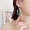 High-end Micro-inlaid Zircon Green Butterfly Fringed Heavy Industry Earrings French Light Luxury Dress Accessories