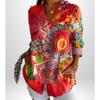 Plus Size Women Long Sleeve Button Shirt Solid Floral Casual Comfort Blouse
