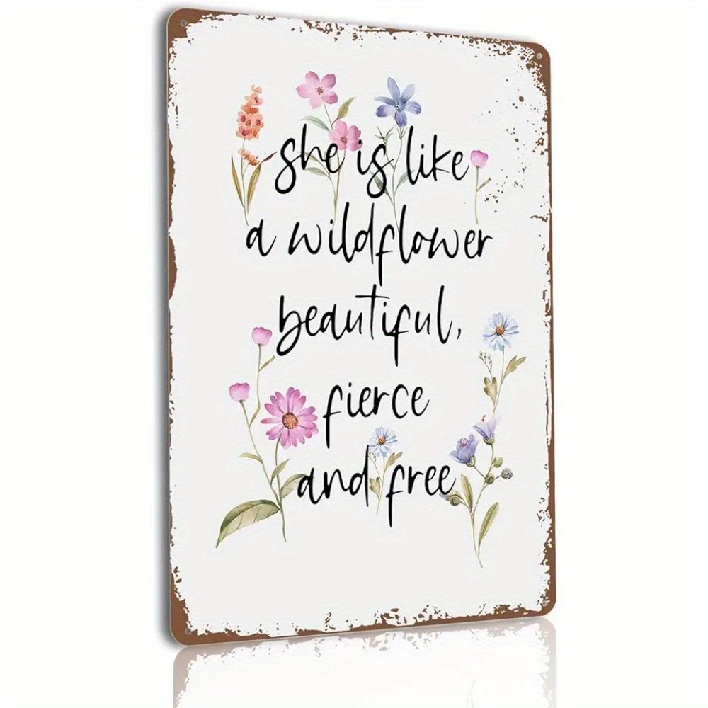 Wildflower Theme Vintage Party Decor  Rustic Iron Hanging Sign for Outdoor Metal Wall Art  Garage Decor  Perfect