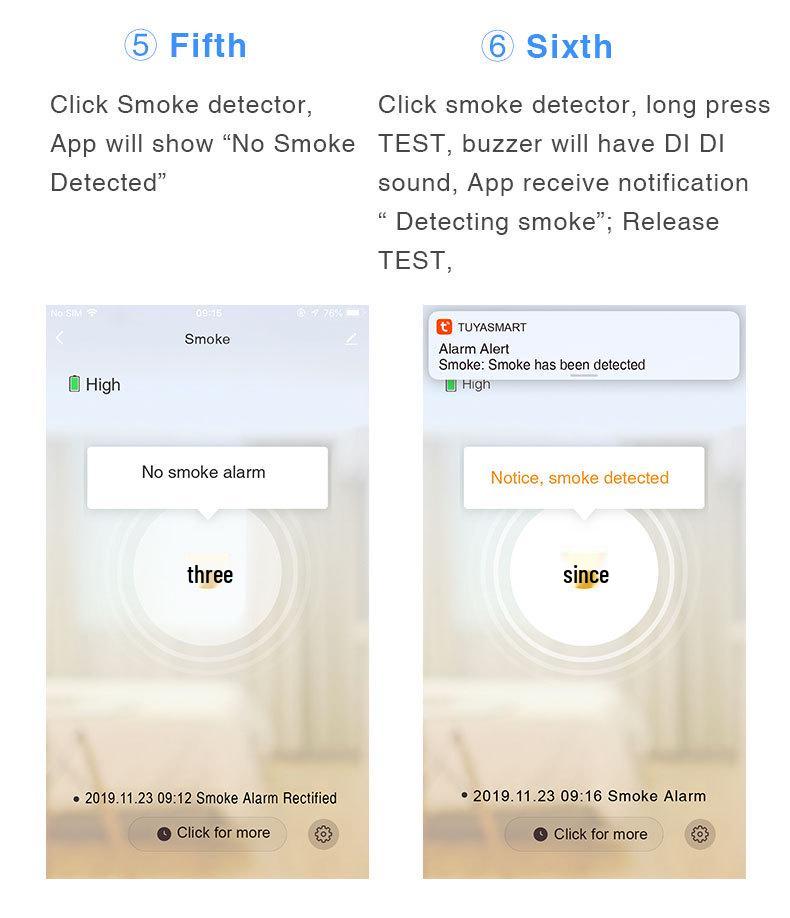 Graffiti Zigbee Smart Rauchmelder mit Tuya App Benachrichtigungen