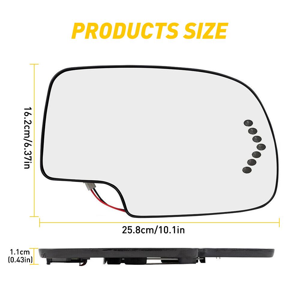 Mirror Glass Heated Turn Signal Passenger Side RH For 2003-2007 Chevy GMC Cadillac