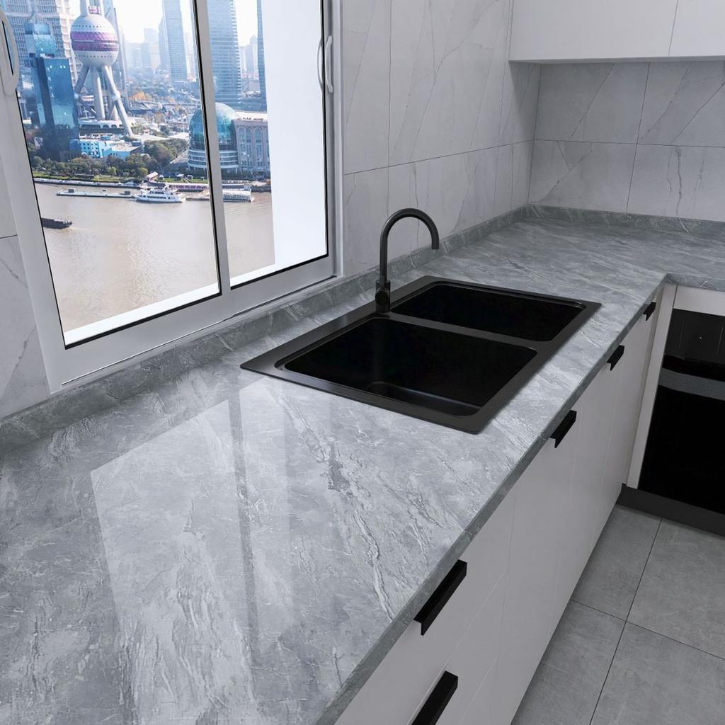Waterproof wallpaper self-adhesive marble decorative film cabinet wardrobe door desktop furniture renovation wall stickers